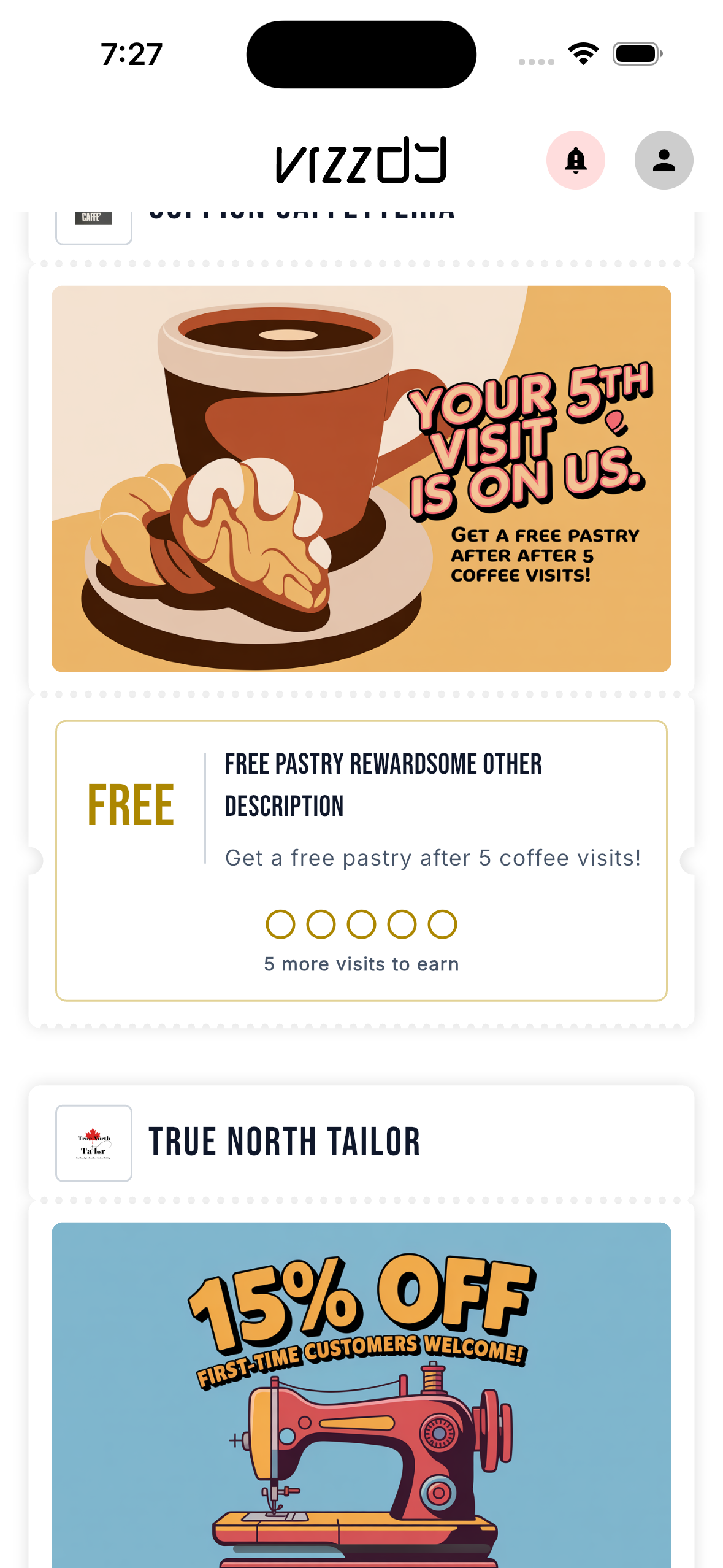 Vizzdy resident app showing nearby offers